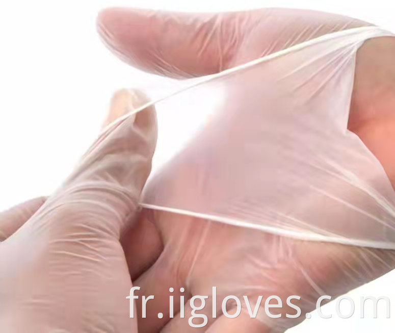 Glove en vinyle gratuit en poudre transparent en latex industriel sans allergie et allergies en plastique gratuit